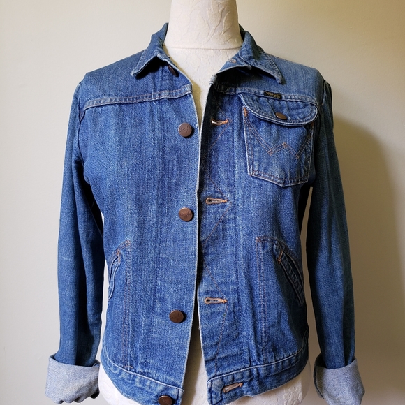 True vintage 70s WRANGLER short denim jacket - Picture 2 of 4